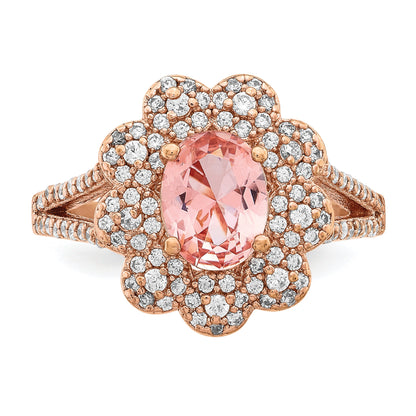 Sterlingsilber Rose Vergoldet Imitat Pinksapphire/cz Ring
