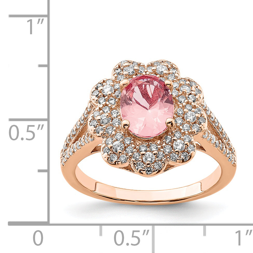 Sterlingsilber Rose Vergoldet Imitat Pinksapphire/cz Ring