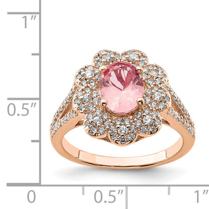 Sterlingsilber Rose Vergoldet Imitat Pinksapphire/cz Ring