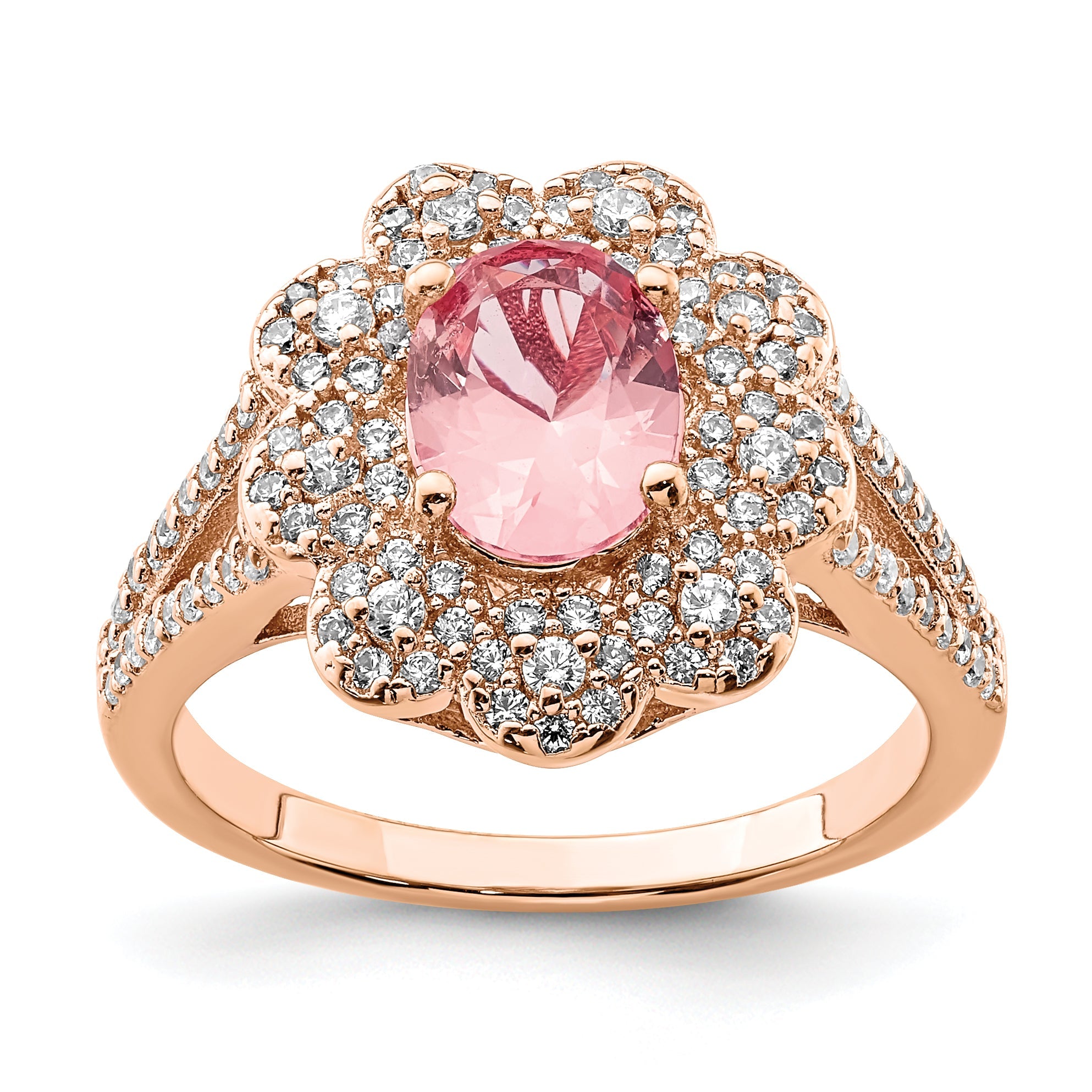 Sterlingsilber Rose Vergoldet Imitat Pinksapphire/cz Ring