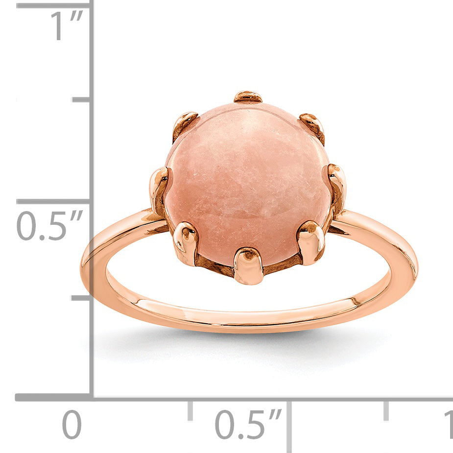 Sterlingsilber Roséfarben und Rosa Chalcedony Stein Ring