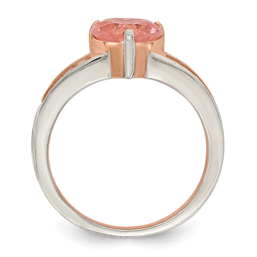 Roségoldbeschichtet Sterlingsilber Kristall Herz und Weiß Zirkonia Baguette Ring