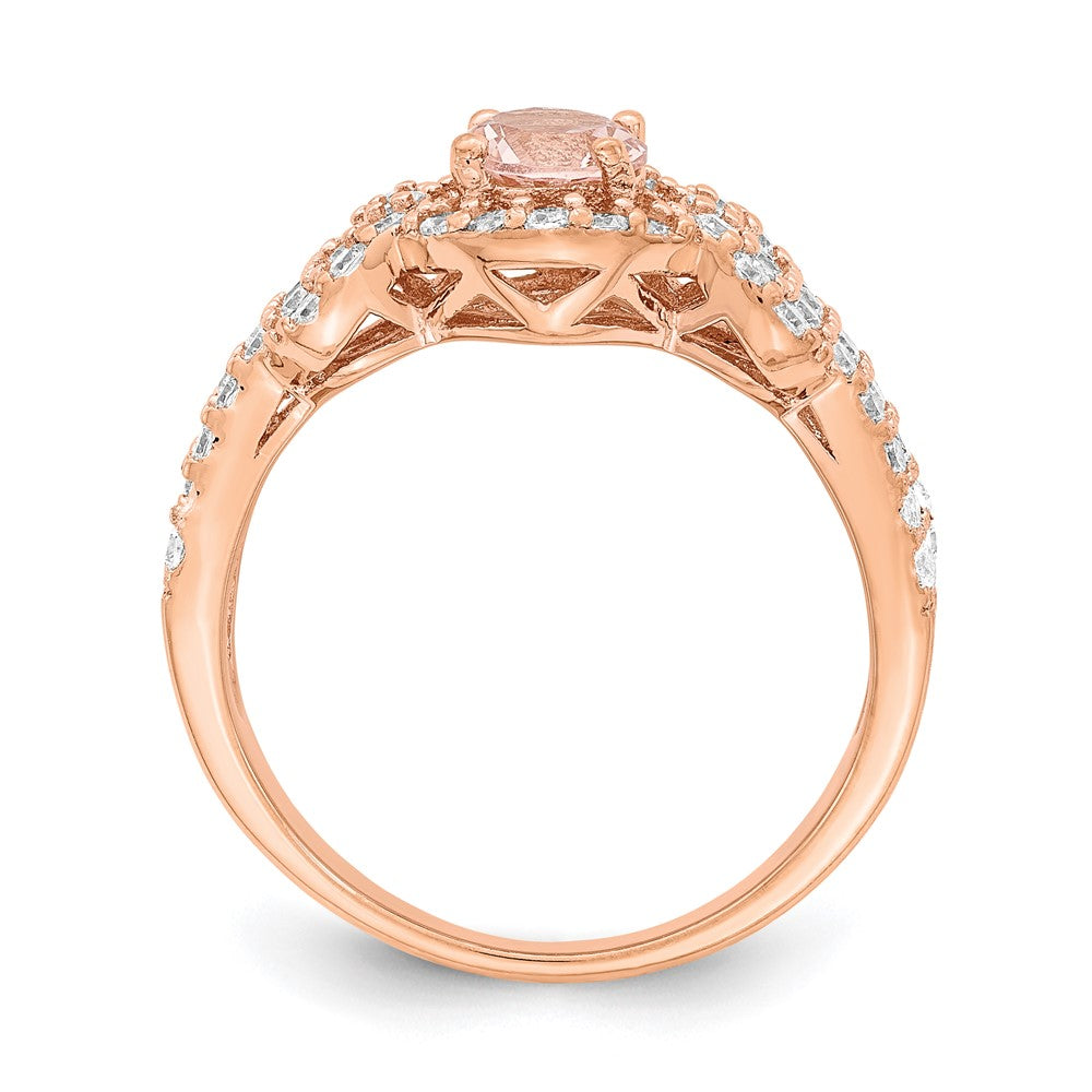 Sterlingsilber Rose Vergoldet Imitat Pinksapphire/cz Ring (size 6 Nur)