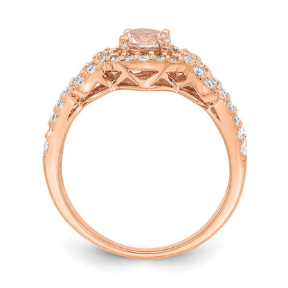 Sterlingsilber Rose Vergoldet Imitat Pinksapphire/cz Ring (size 6 Nur)