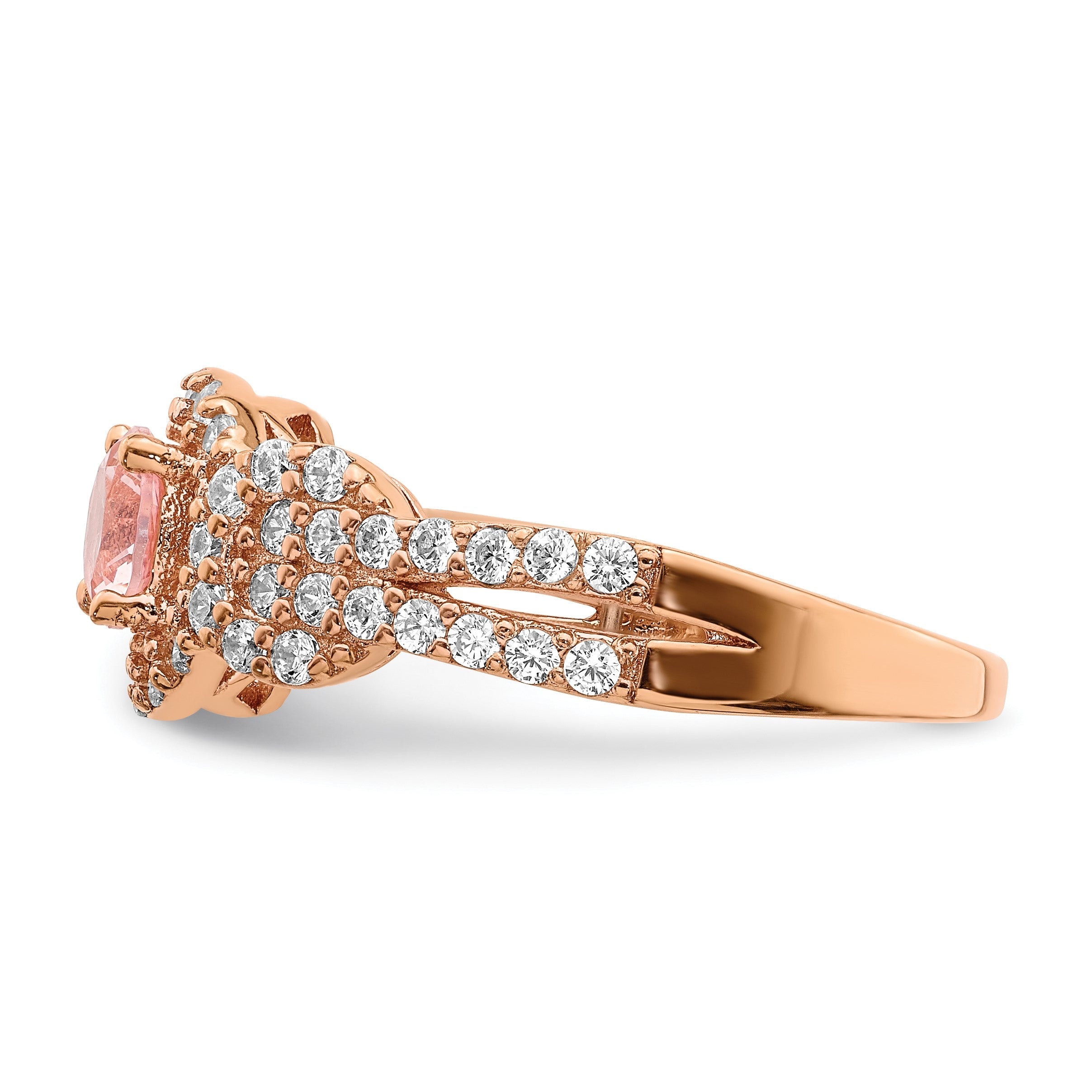 Sterlingsilber Rose Vergoldet Imitat Pinksapphire/cz Ring (size 6 Nur)