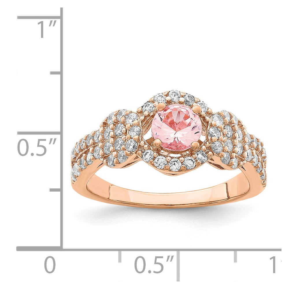 Sterlingsilber Rose Vergoldet Imitat Pinksapphire/cz Ring (size 6 Nur)