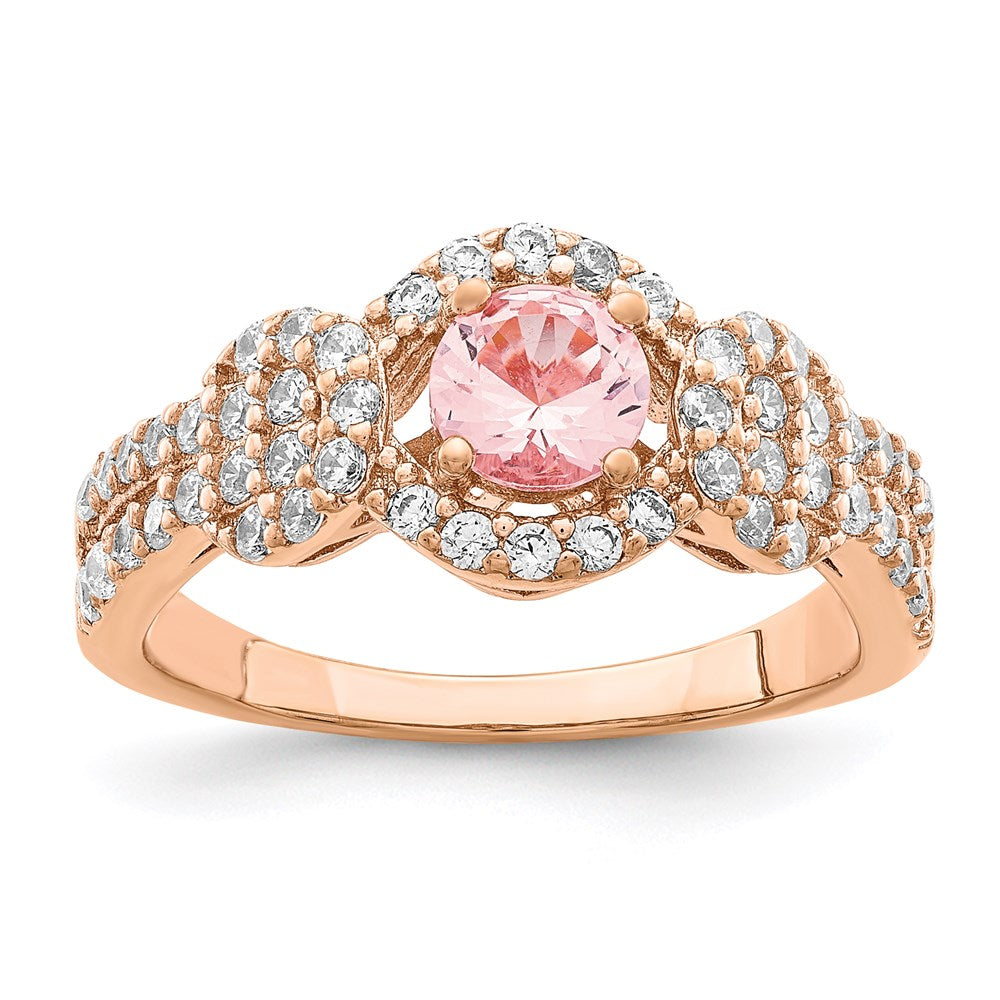Sterlingsilber Rose Vergoldet Imitat Pinksapphire/cz Ring (size 6 Nur)