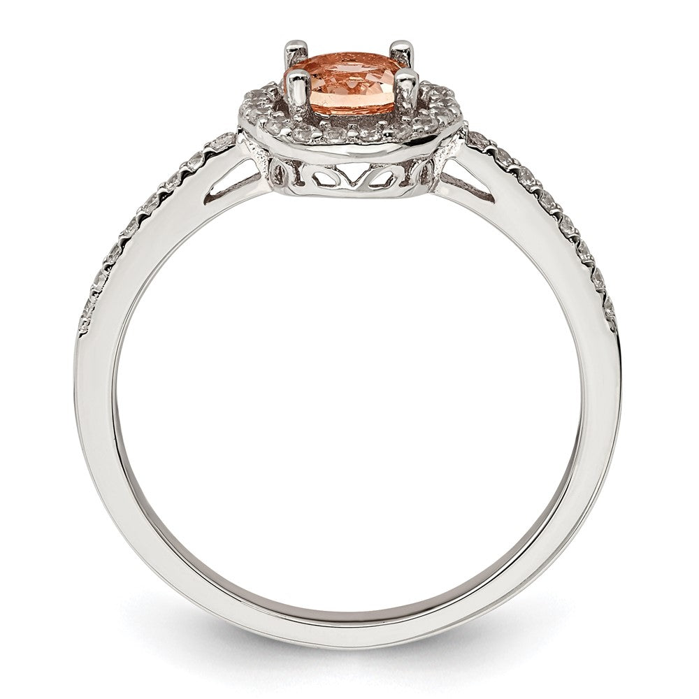Sterlingsilber Roséfarben Peach Zirkonia Heiligenschein Ring