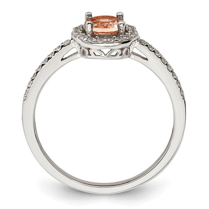 Sterlingsilber Roséfarben Peach Zirkonia Heiligenschein Ring