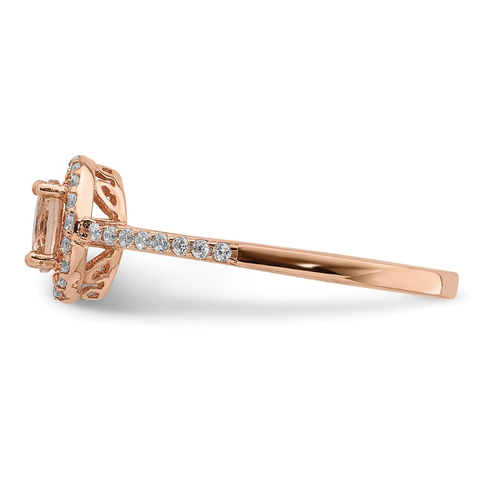 Sterlingsilber Roséfarben Peach Zirkonia Heiligenschein Ring