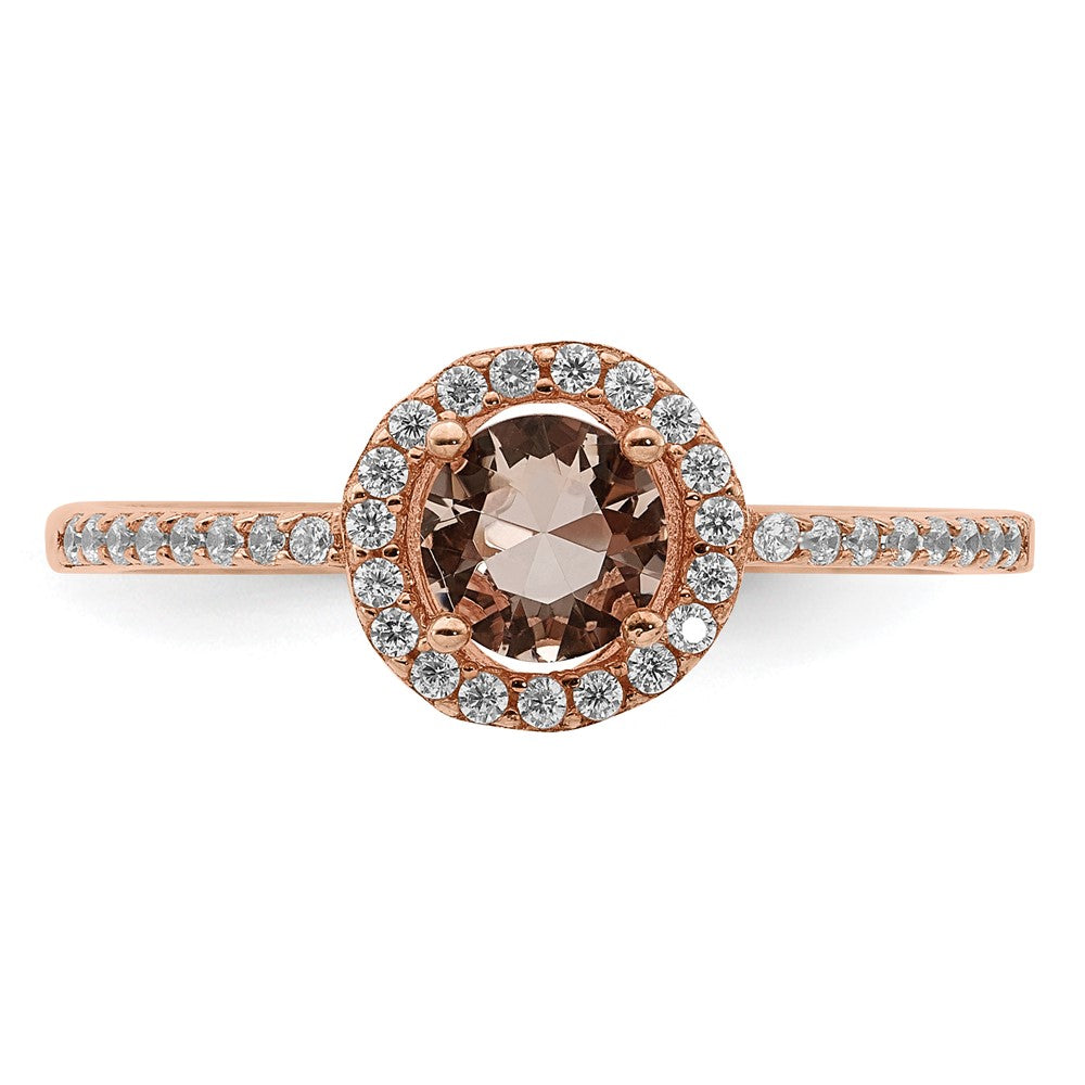 Sterlingsilber Roséfarben Peach Zirkonia Heiligenschein Ring