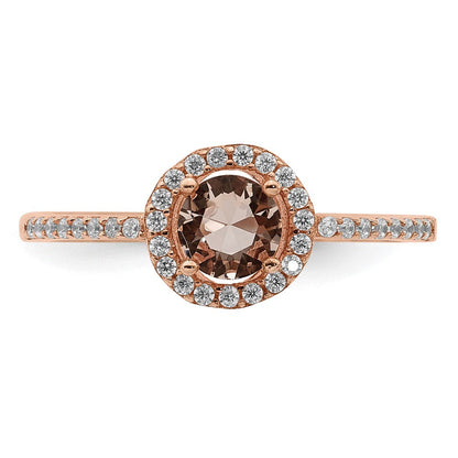 Sterlingsilber Roséfarben Peach Zirkonia Heiligenschein Ring