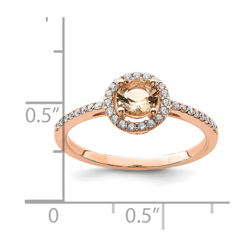 Sterlingsilber Roséfarben Peach Zirkonia Heiligenschein Ring