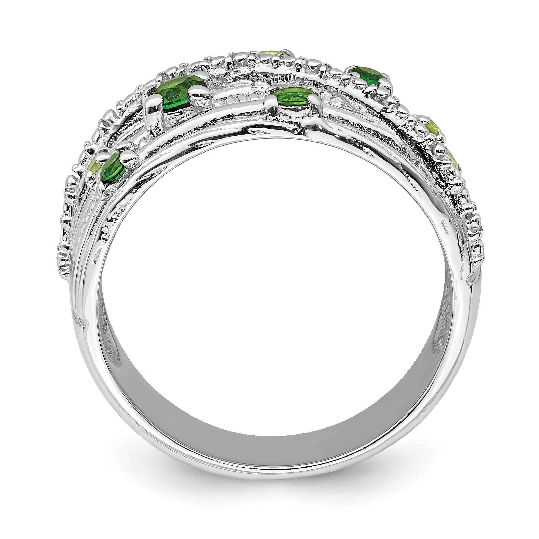 Sterlingsilber Rhod Platin Chrome Diopside und Peridot Ring