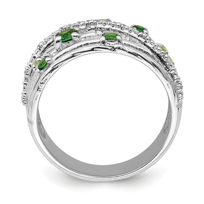Sterlingsilber Rhod Platin Chrome Diopside und Peridot Ring