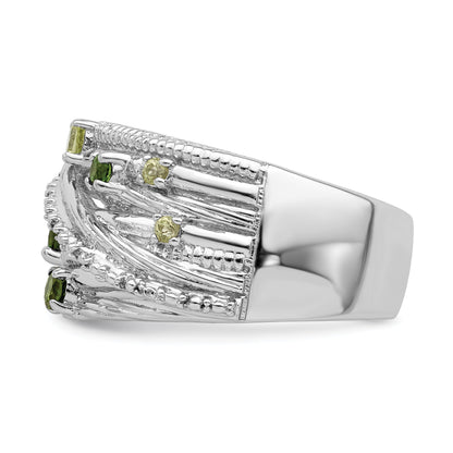Sterlingsilber Rhod Platin Chrome Diopside und Peridot Ring