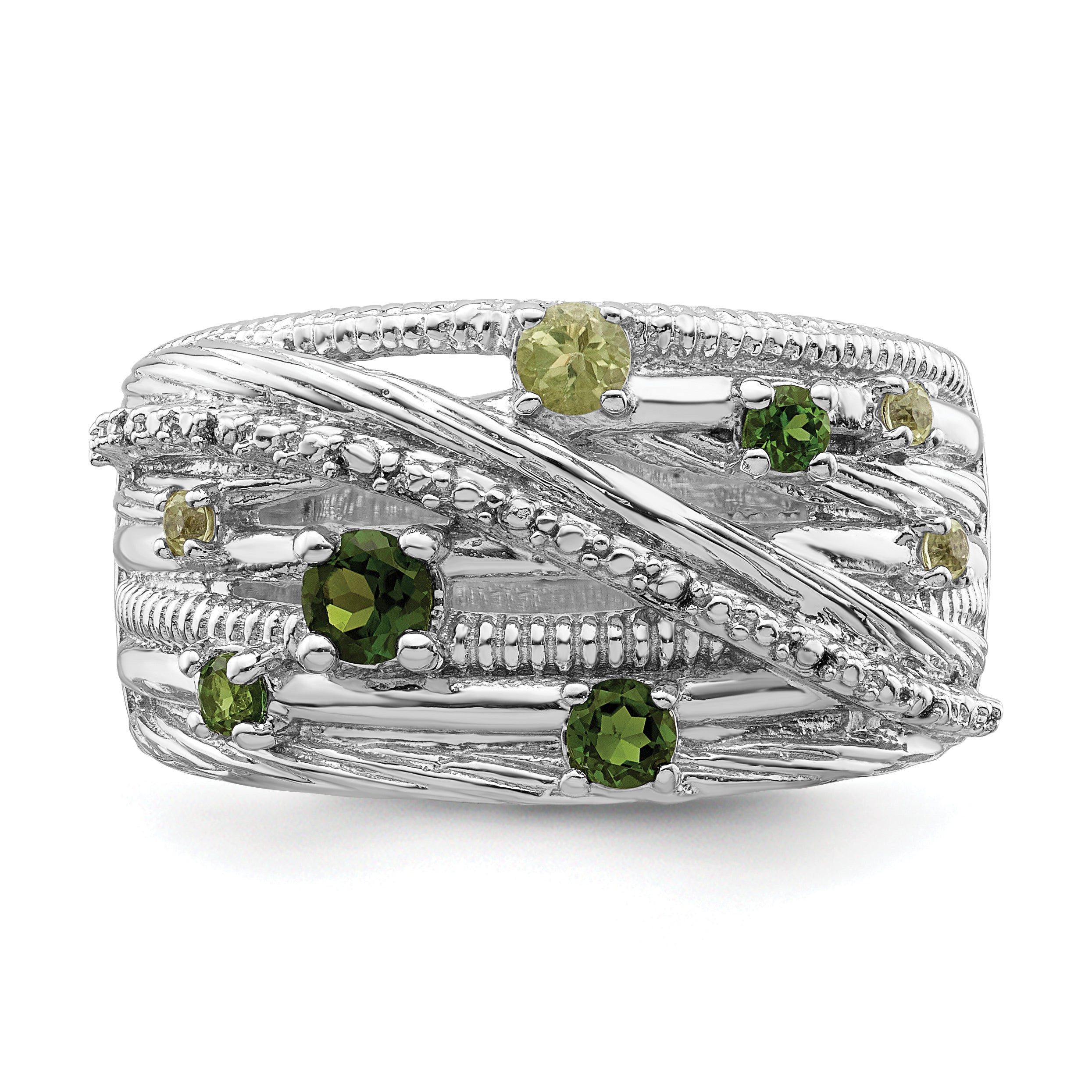 Sterlingsilber Rhod Platin Chrome Diopside und Peridot Ring