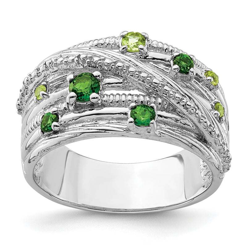 Sterlingsilber Rhod Platin Chrome Diopside und Peridot Ring
