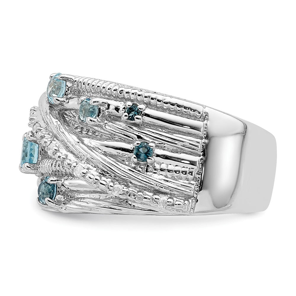 Sterlingsilber Rhodiniert London Blautopas und Diamant Ring