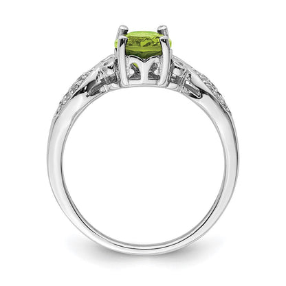 Sterlingsilber Rhodiniert Poliert Peridot und Weiß Zirkonia Ring