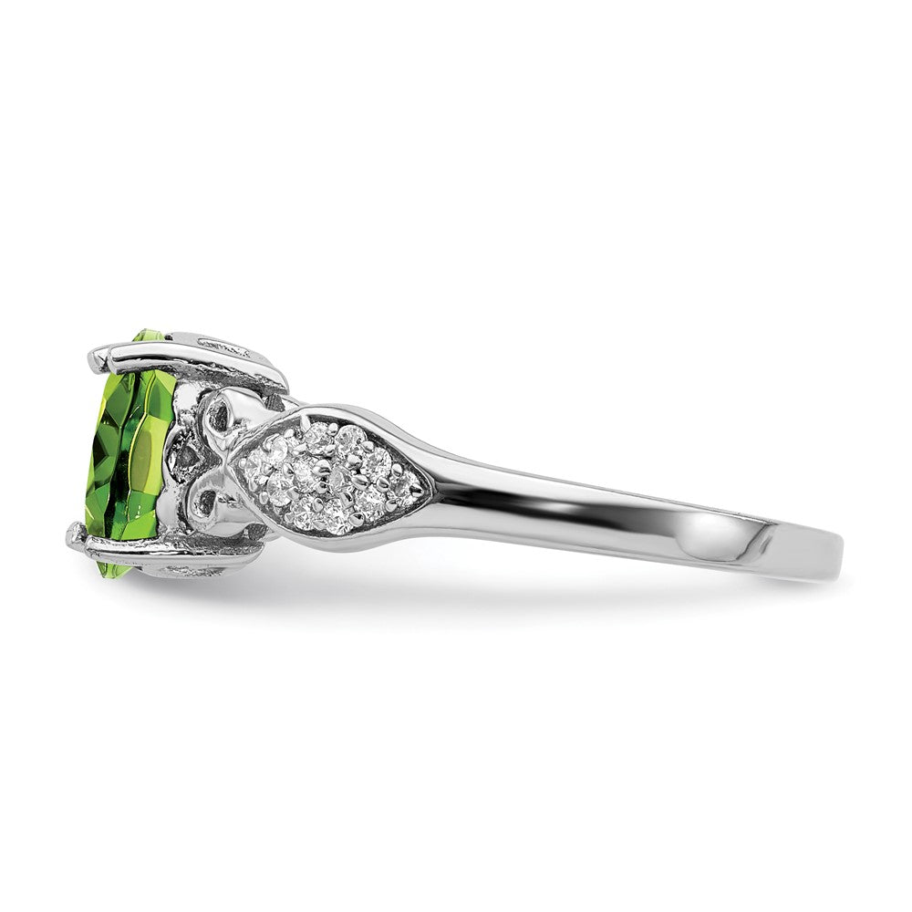 Sterlingsilber Rhodiniert Poliert Peridot und Weiß Zirkonia Ring