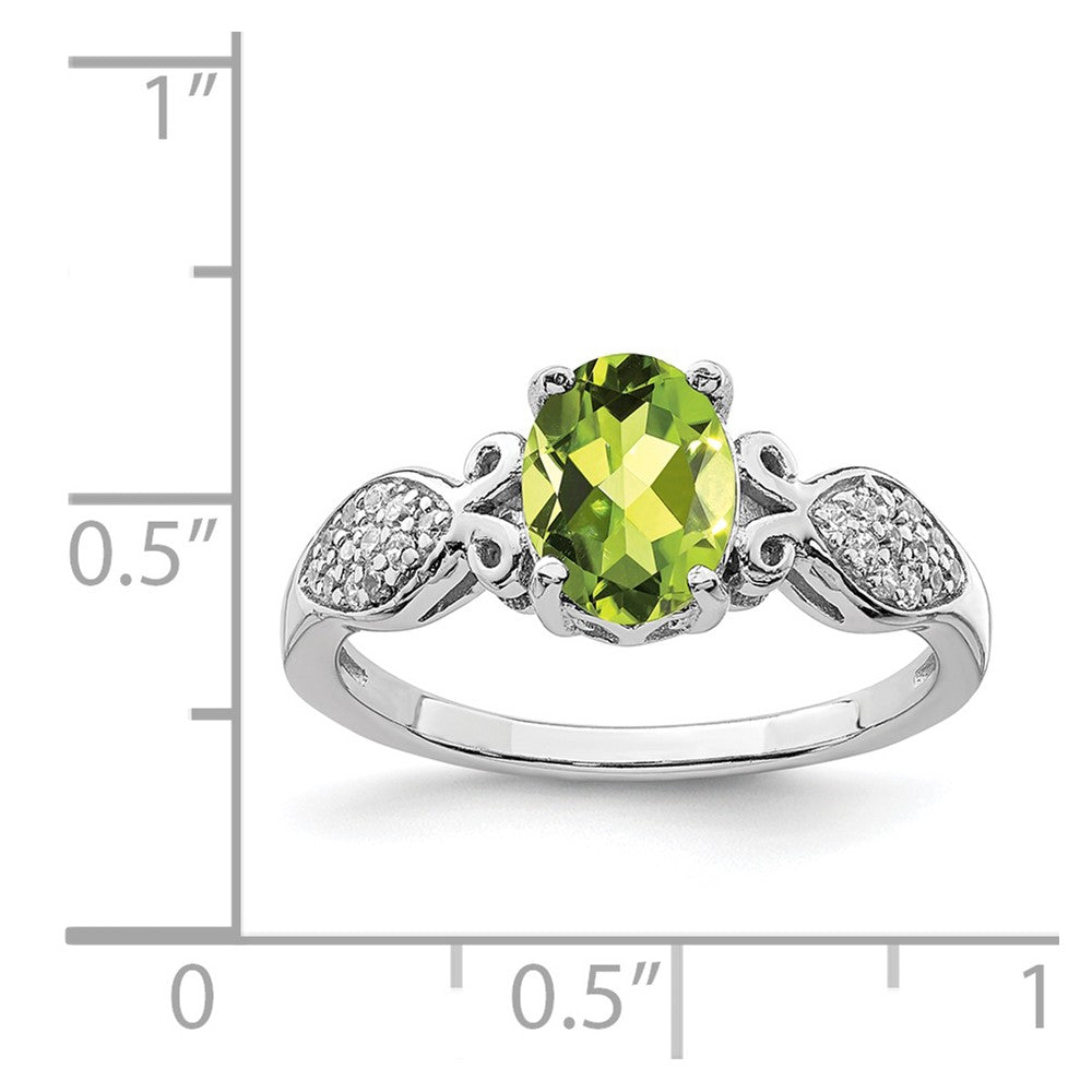 Sterlingsilber Rhodiniert Poliert Peridot und Weiß Zirkonia Ring