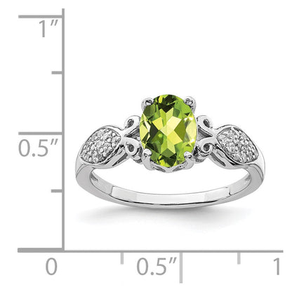 Sterlingsilber Rhodiniert Poliert Peridot und Weiß Zirkonia Ring