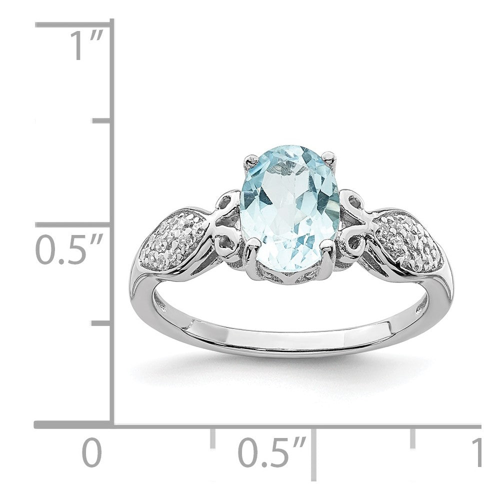 Sterlingsilber Rhodiniert Poliert Blautopas und Weiß Zirkonia Ring
