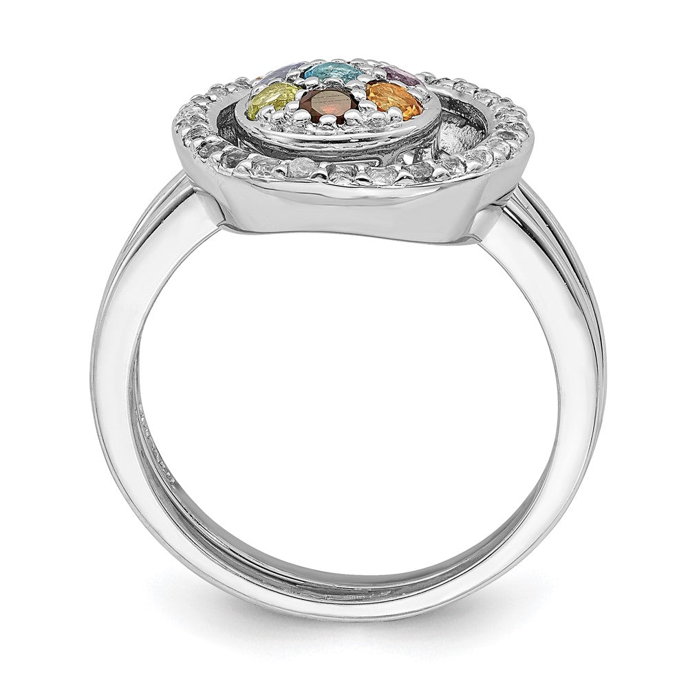 Sterlingsilber Rhodiniert Multi Edelstein Heiligenschein 2 Ring Set