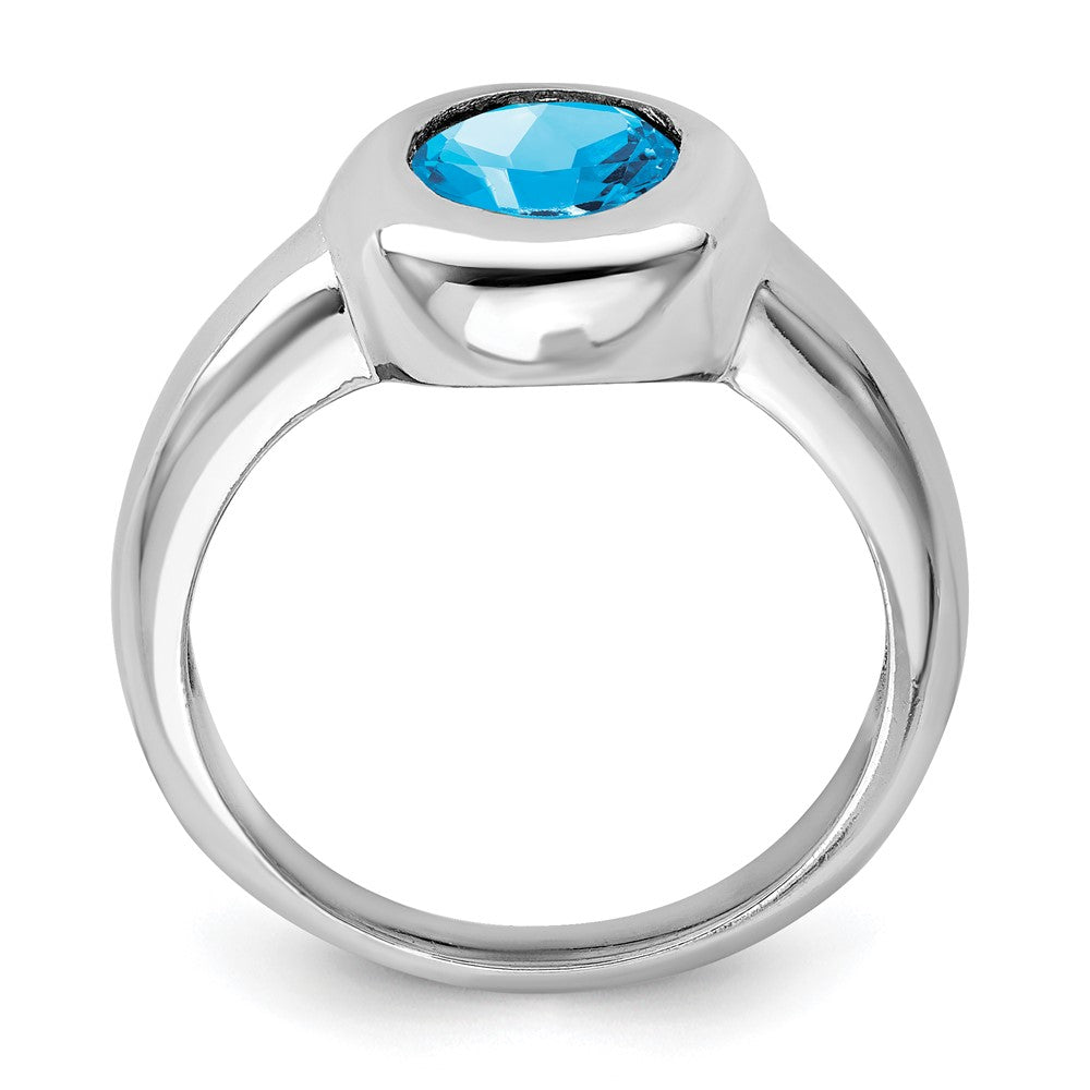 Sterlingsilber Rhodium Blautopas Ring (size 8 Nur)