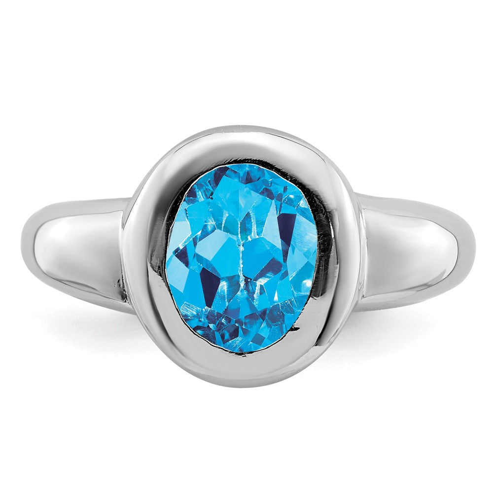 Sterlingsilber Rhodium Blautopas Ring (size 8 Nur)