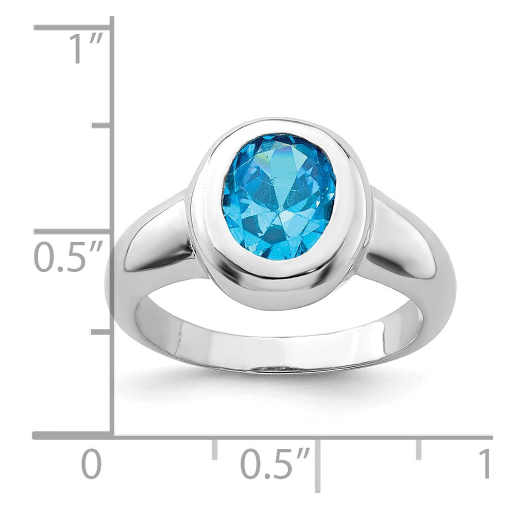 Sterlingsilber Rhodium Blautopas Ring (size 8 Nur)
