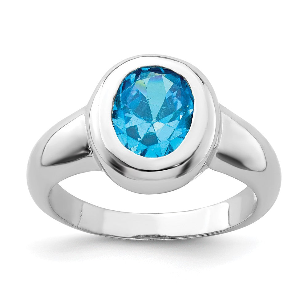 Sterlingsilber Rhodium Blautopas Ring (size 8 Nur)
