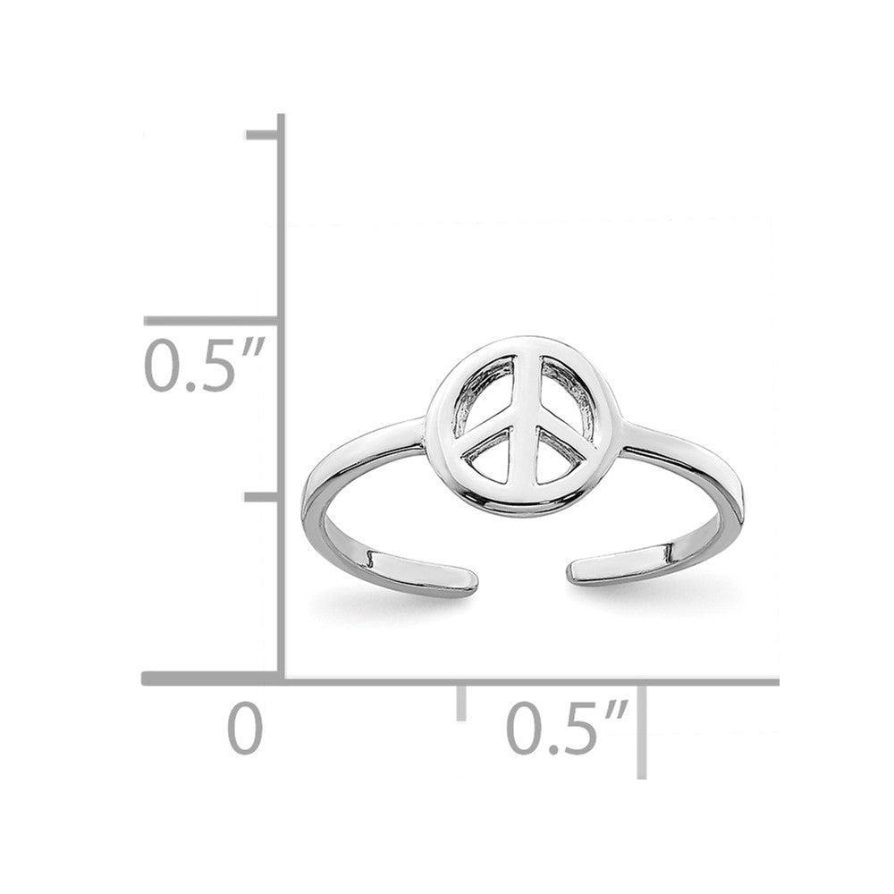Sterlingsilber Rhodiniert Frieden Zeichen Zehenring
