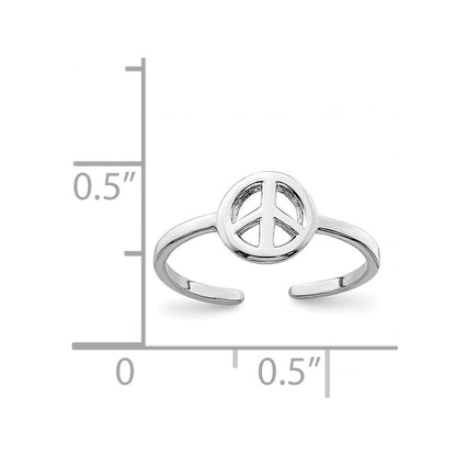 Sterlingsilber Rhodiniert Frieden Zeichen Zehenring