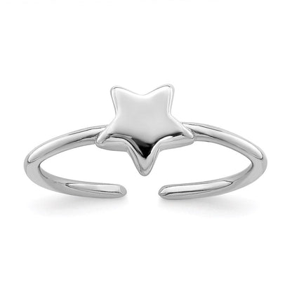 Sterlingsilber Rhodiniert Poliert Stern Zehenring