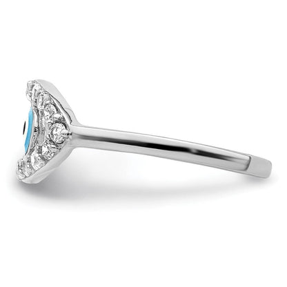 Sterlingsilber Rhodiniert Emailliert & Zirkonia Auge Zehenring