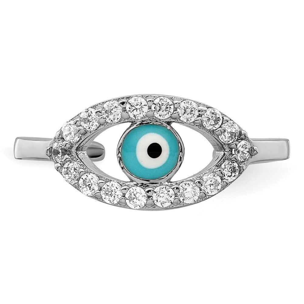 Sterlingsilber Rhodiniert Emailliert & Zirkonia Auge Zehenring