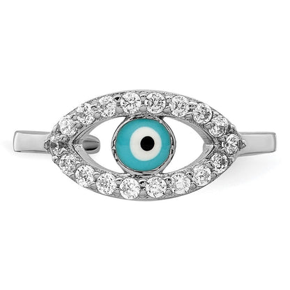 Sterlingsilber Rhodiniert Emailliert & Zirkonia Auge Zehenring