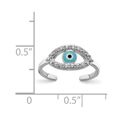Sterlingsilber Rhodiniert Emailliert & Zirkonia Auge Zehenring