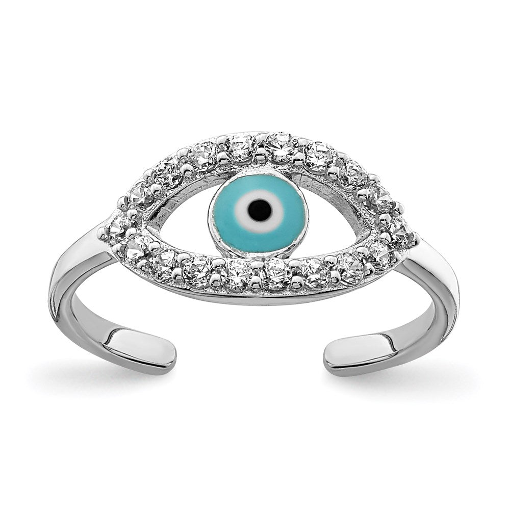 Sterlingsilber Rhodiniert Emailliert & Zirkonia Auge Zehenring