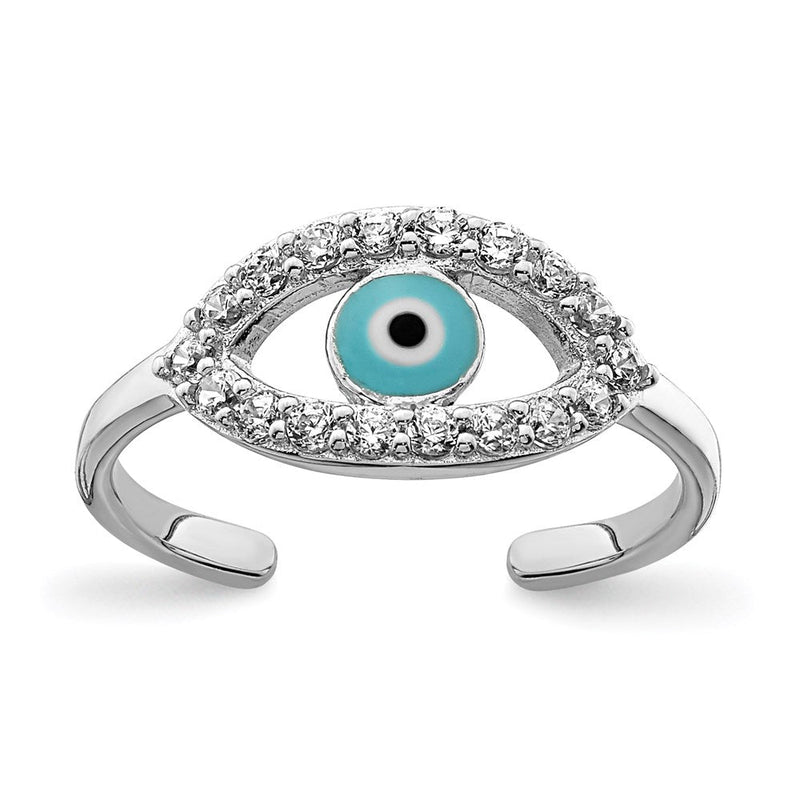 Sterlingsilber Rhodiniert Emailliert & Zirkonia Auge Zehenring