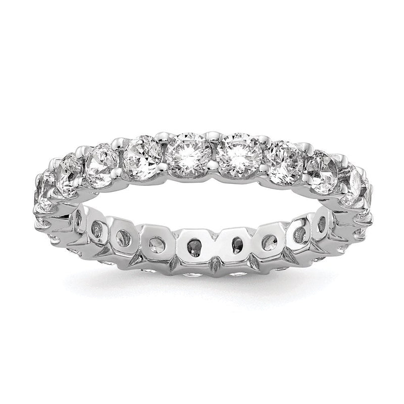 Sterlingsilber Schimmernd Rhodiniert 3mm Zirkonia 20 Stein Memoire Ring