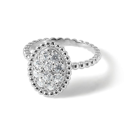 Sterlingsilber Schimmernd Rhodiniert 10 Stein Zirkonia Oval Gekugelt Ring