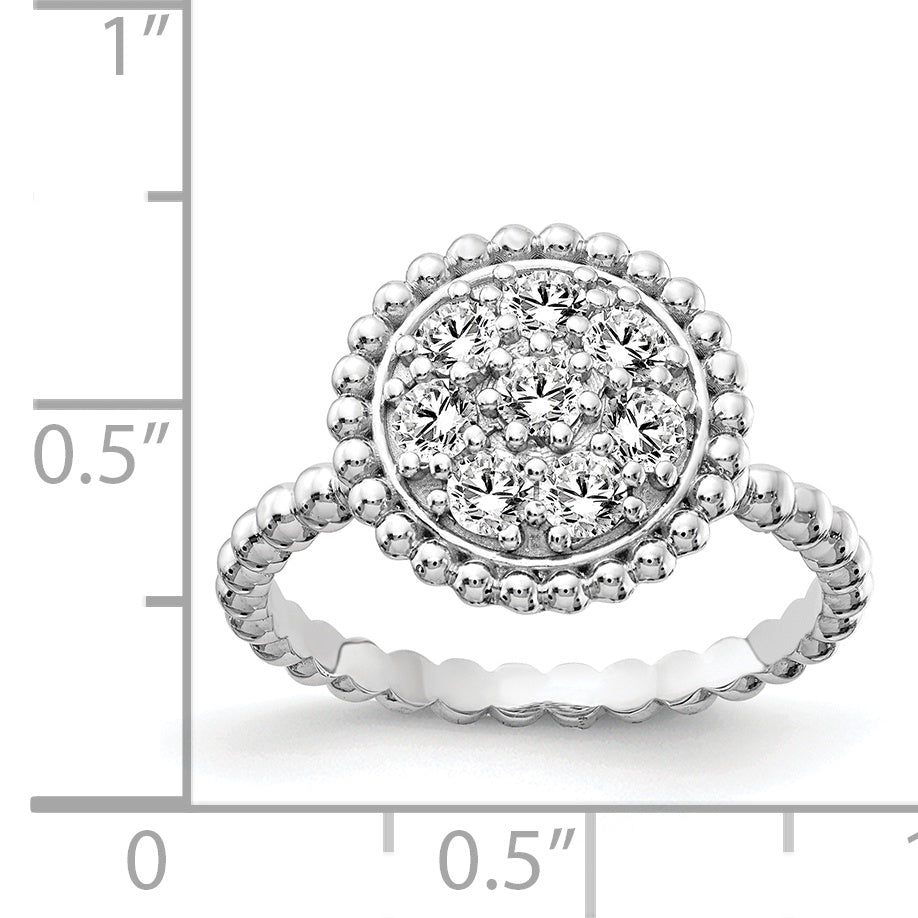 Sterlingsilber Schimmernd Rhodiniert 8 Stein Zirkonia Rund Gekugelt Ring