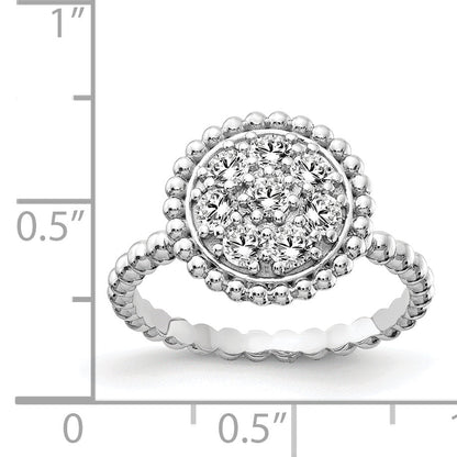 Sterlingsilber Schimmernd Rhodiniert 8 Stein Zirkonia Rund Gekugelt Ring