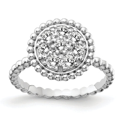 Sterlingsilber Schimmernd Rhodiniert 8 Stein Zirkonia Rund Gekugelt Ring