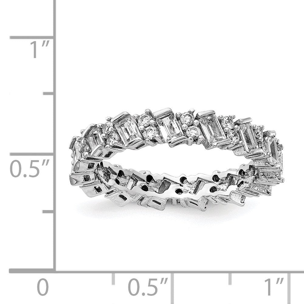 Sterlingsilber Schimmernd Rhodiniert 45 Stein Zirkonia Fantasie Memoire Ring