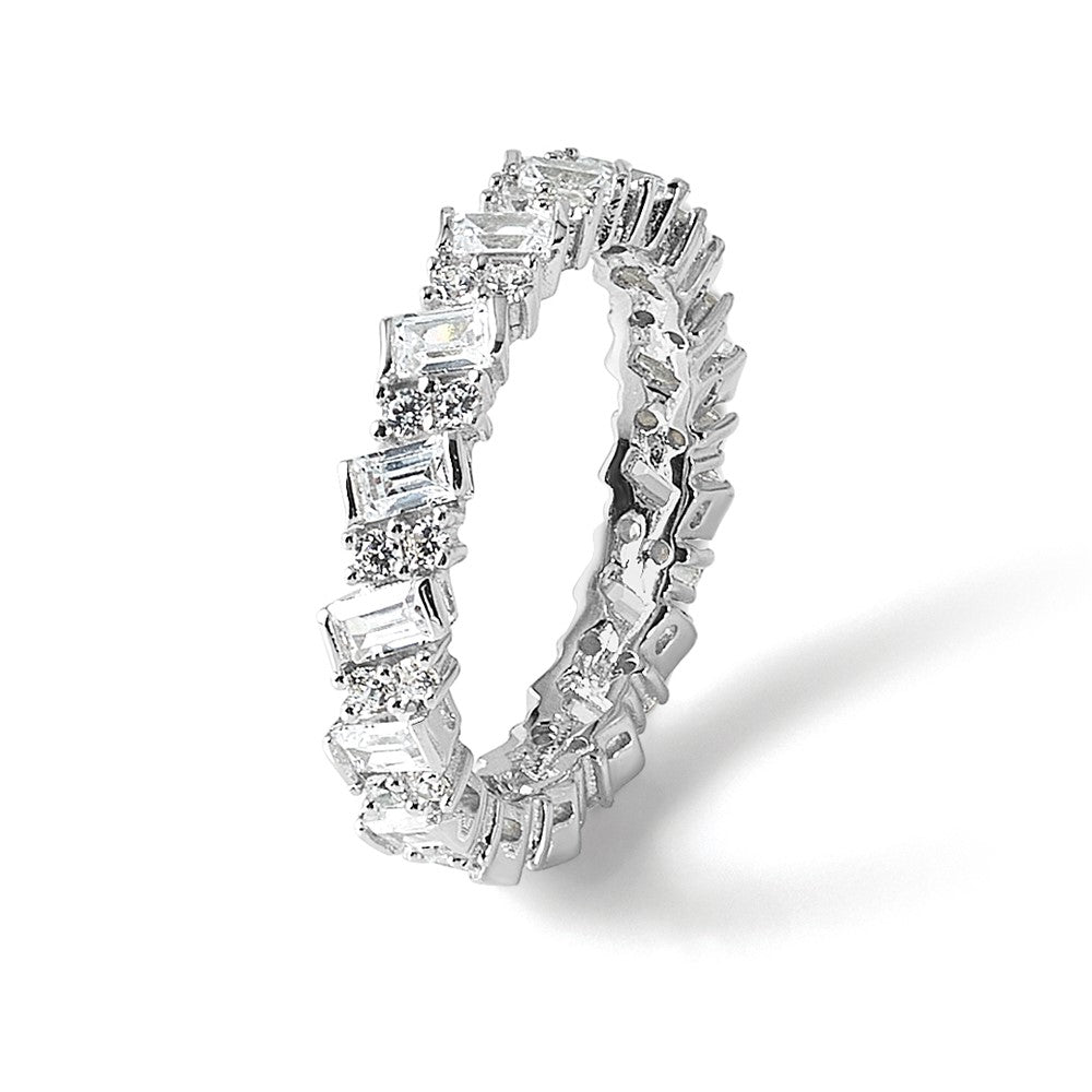 Sterlingsilber Schimmernd Rhodiniert 45 Stein Zirkonia Fantasie Memoire Ring