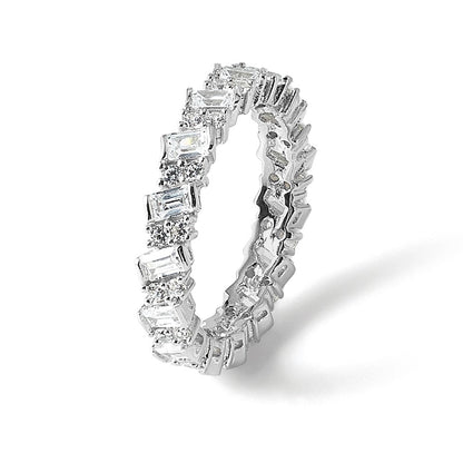 Sterlingsilber Schimmernd Rhodiniert 45 Stein Zirkonia Fantasie Memoire Ring